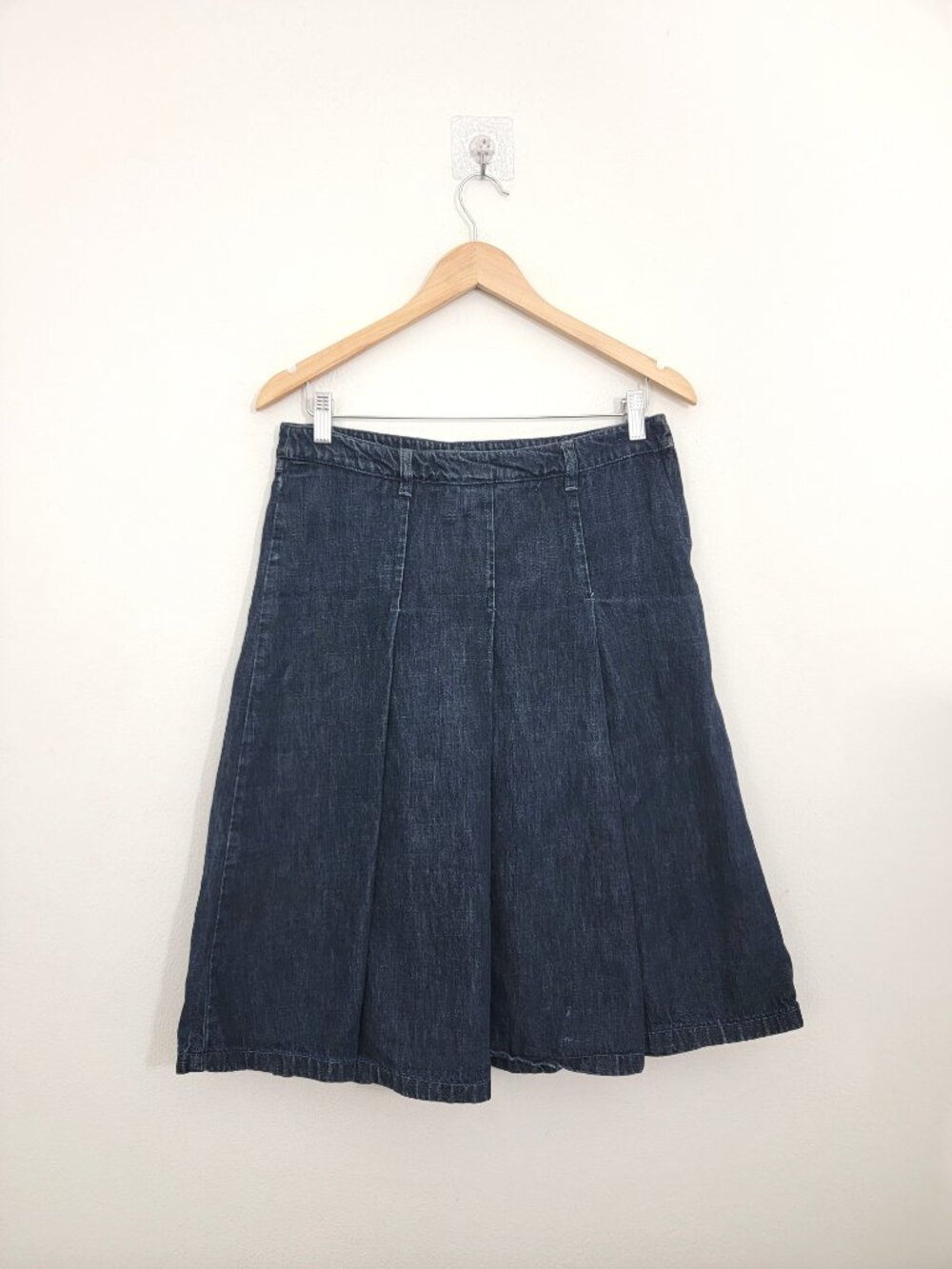 Vintage Miu Miu Pleated Denim Midi Skirt 30